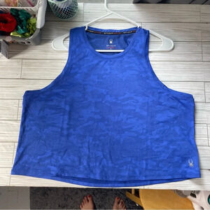Spyder blue camo cropped muscle tank top women’s size XL